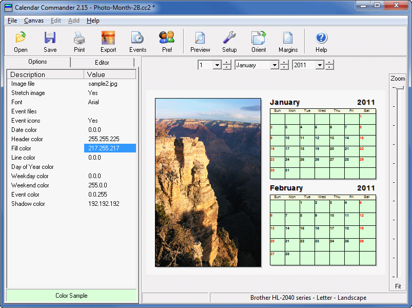 Briggs Softworks Calendar Commander Calendar Printing Software For