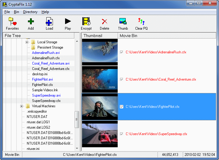 CryptaFlix - video player with 256-bit AES encryption for DivX / AVI movie files